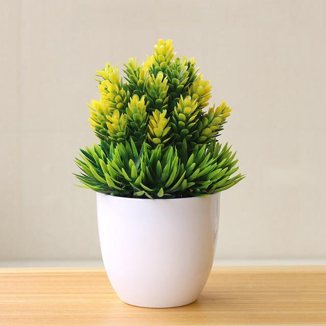 Yellow and Green Artificial Bonsai Plant