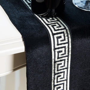 Modern Black Striped Geometric Luxury Cloth Table Runners