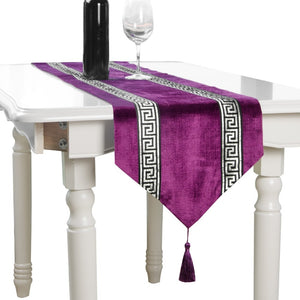 Modern Purple Striped Geometric Luxury Cloth Table Runners