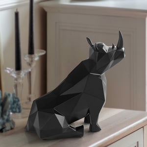 Decorative Ornamental Black Rhino Figurine Accessories - Hansel & Gretel Home Decor