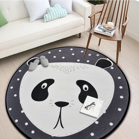 Gray Panda Round Living Room Carpet - Hansel & Gretel Home Decor