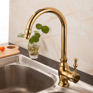 Brass Gold Kitchen Faucet Swivel - Hansel & Gretel Home Decor
