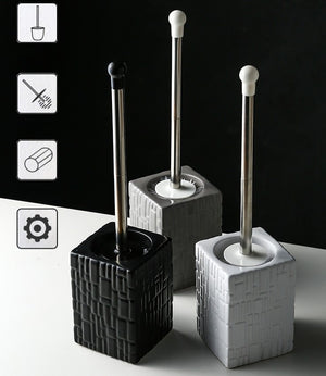 Modern Toilet Brush and Holder Black Ceramic Base - Hansel & Gretel Home Decor