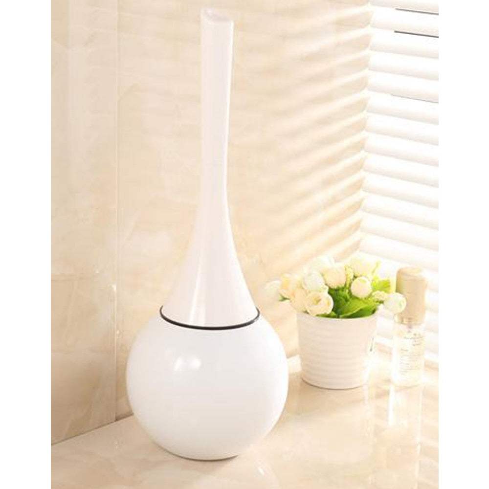 Modern Toilet Brush and Holder White Ceramic Bowl - Hansel & Gretel Home Decor