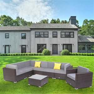Brown Modern 8-Piece Modular Garden Furniture Set
