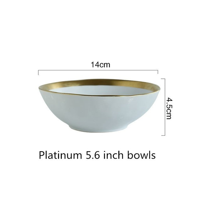 Golden European Ceramic Dinner Plate