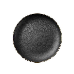 Modern Matte Black Gold Rim Dinner Plate Ceramic