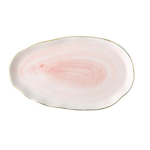 Modern Style Pink Gold Ceramic Dinner Plate