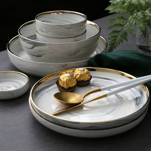 European  Marble Shined Ceramic  Dinner Plate