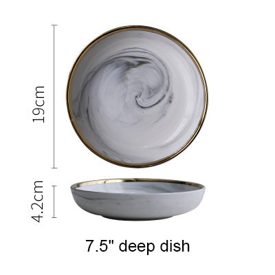 European  Marble Shined Ceramic  Dinner Plate