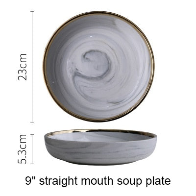 European  Style Marble Ceramic  Dinner Plate