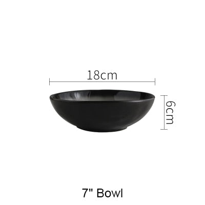 Modern Black and Gray Ceramic Dinner Plate