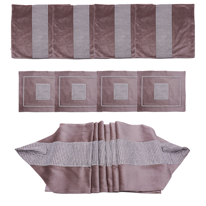 Modern  Brown Flannel Diamond Table Runners with Tassels