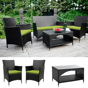 Black Modern 4 Pieces Garden Furniture Set