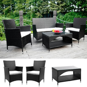 Black Modern 4 Pieces Garden Furniture Set