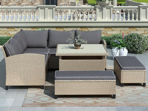 Gray Modern 6-in-1 Garden Furniture Set