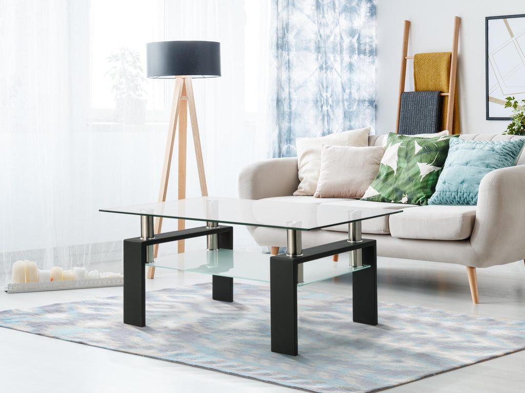 Black Modern Double Layer Coffee Table