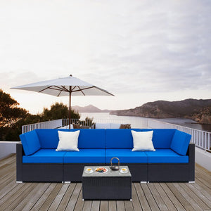 Black Modern 5-in-1 Fully Outdoor Garden Furniture Set