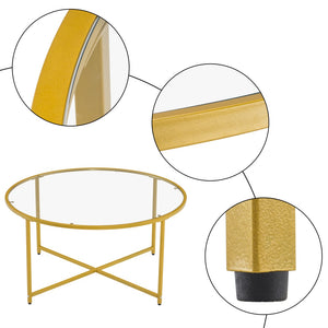 Gold Modern Round Side Coffee Table