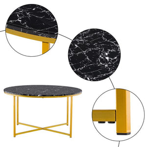 Black Modern Marble Round Coffee Table
