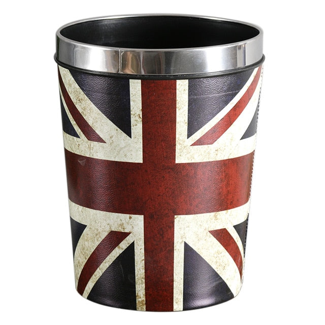 Nordic Style Round Trash Can Flag Print