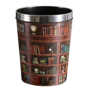 Nordic Style Round Trash Can Library Print - Hansel & Gretel Home Decor