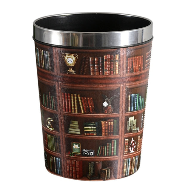 Nordic Style Round Trash Can Library Print