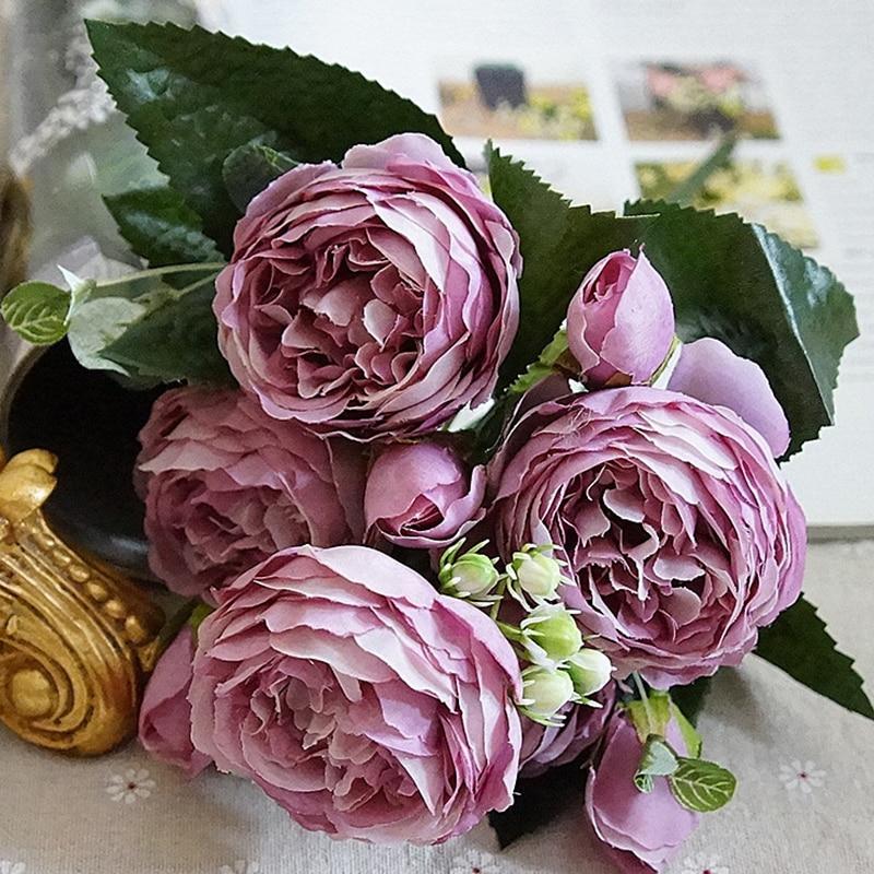 Purple Artificial Flowers Peony Bouquet - Hansel & Gretel Home Decor