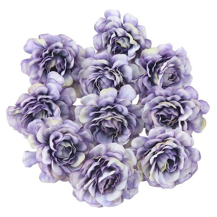 Purple Artificial Flowers Spring Rose Head