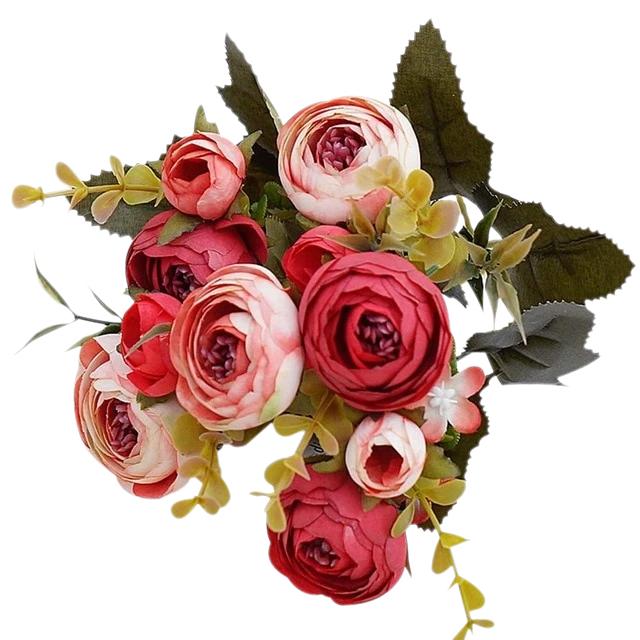 Red and Pink Artificial Flowers Rose Bouquet