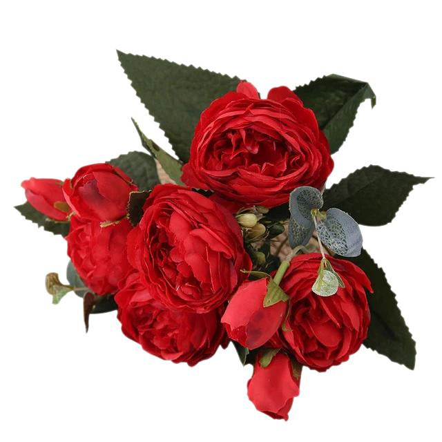 Red Artificial Flowers Peony Bouquet