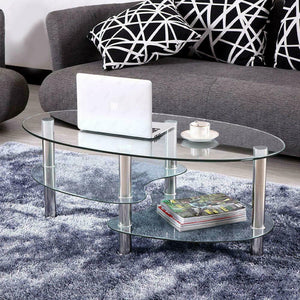 Seattle Oval Glass Living Room Table - Hansel & Gretel Home Decor