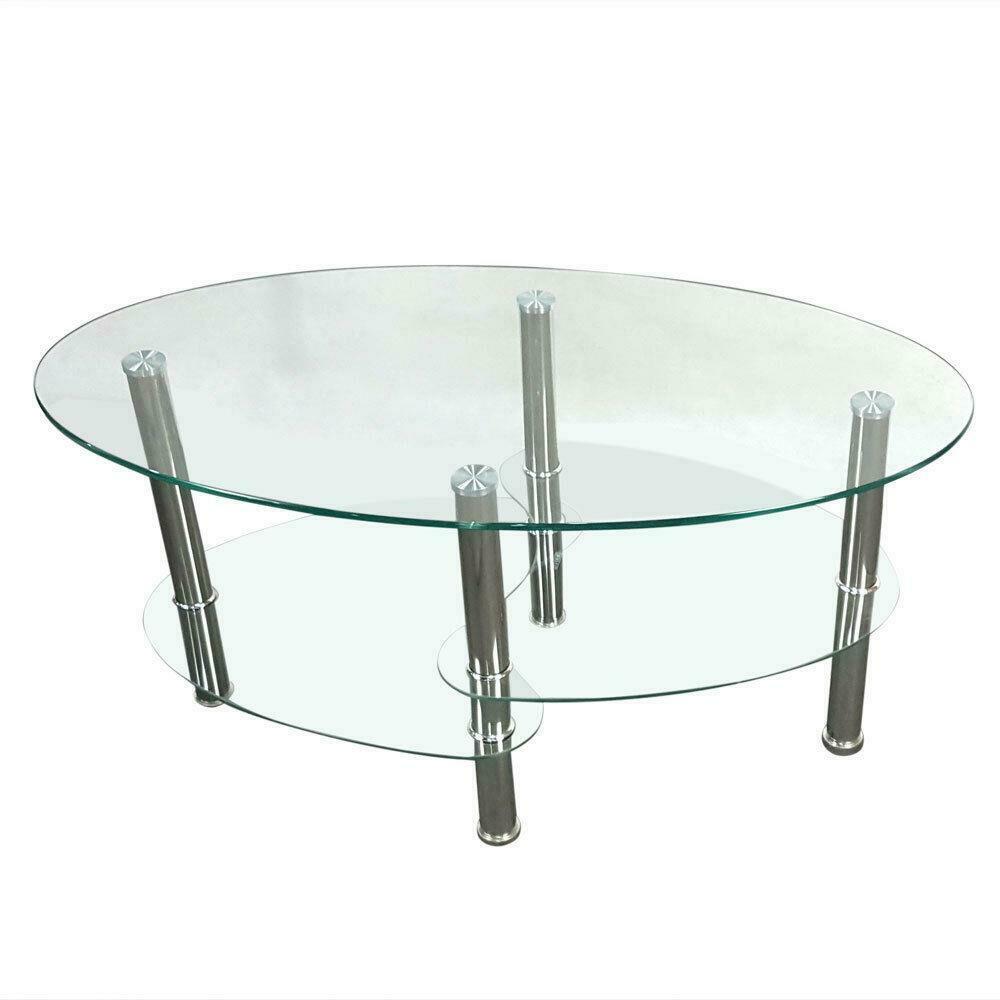 Seattle Oval Glass Living Room Table - Hansel & Gretel Home Decor