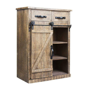 Rustic Barn Door Shelf Wood End Table Cabinet Drawers Farmhouse Wood Storage - Hansel & Gretel Home Decor