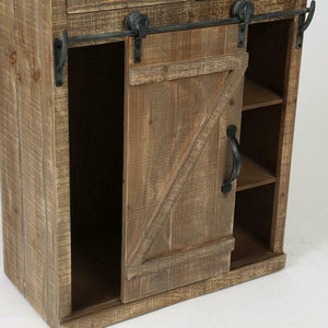 Rustic Barn Door Shelf Wood End Table Cabinet Drawers Farmhouse Wood Storage - Hansel & Gretel Home Decor