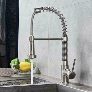 Brushed Nickel Pull Down Kitchen Faucet 360 Rotating - Hansel & Gretel Home Decor