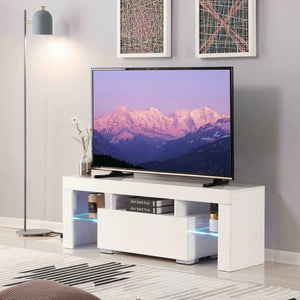 High Gloss TV Stand Unit Cabinet w/LED Shelves Drawers Remote Control