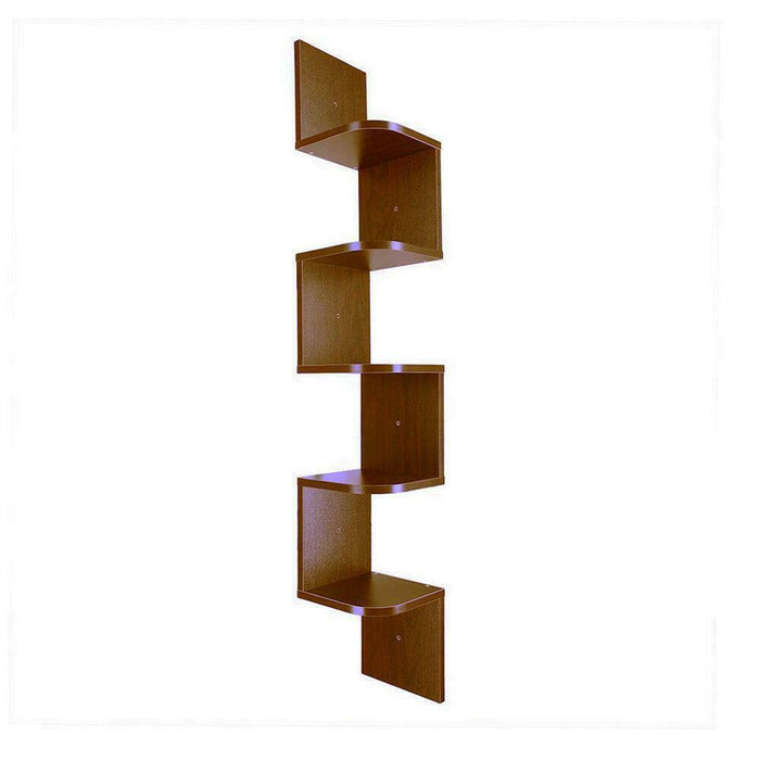 Brown Wooden Zigzag Shelves