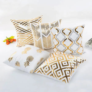 Elegant White and Gold Decorative Pillow Covers - Hansel & Gretel Home Decor