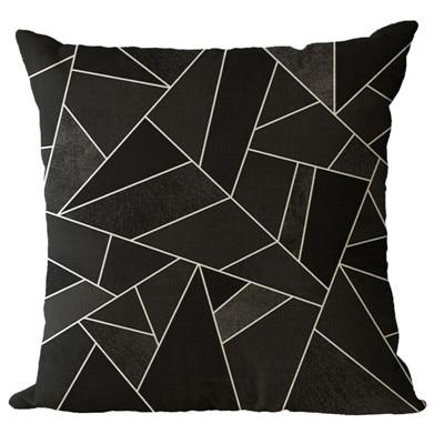 Simple Patterned Black Decorative Pillow Case