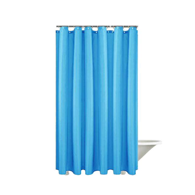 Blue  Polyester Bathroom Curtains