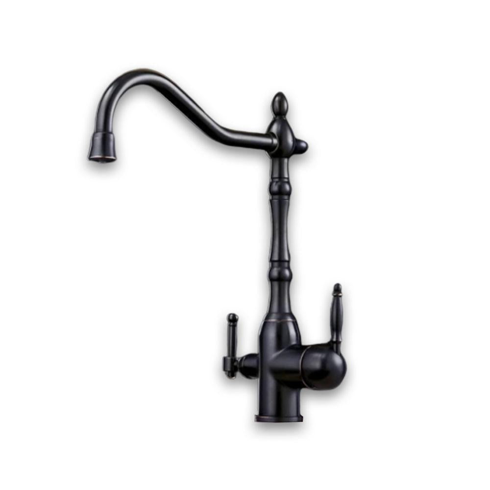 Solid Brass Black Kitchen Faucet Rotating and Water Purifying - Hansel & Gretel Home Decor