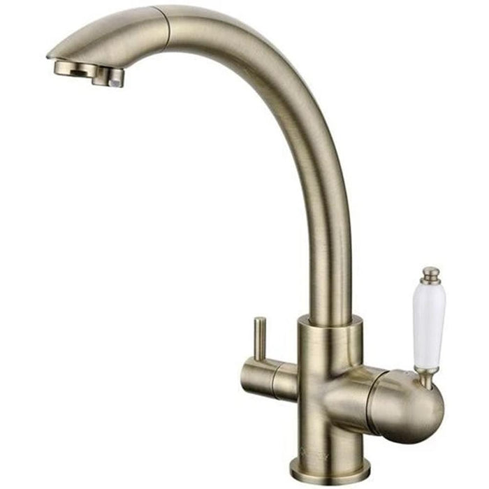 Solid Brass Brushed Bronze Kitchen Faucet Swivel Spout