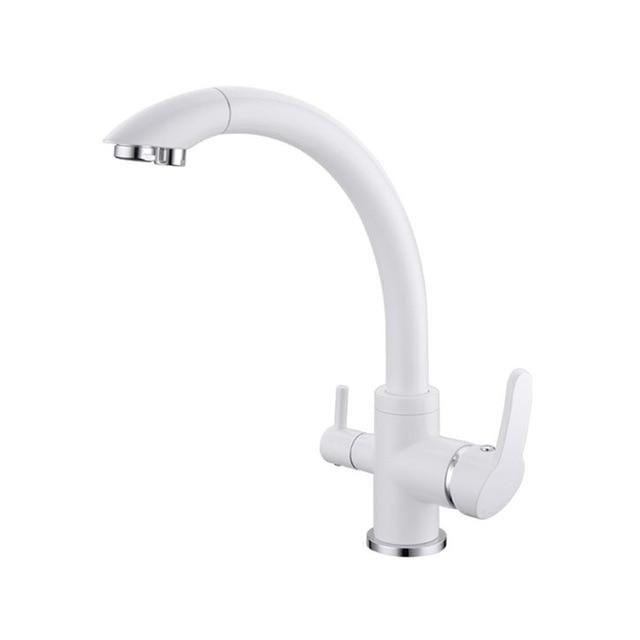 Solid Brass Polished White Kitchen Faucet Swivel Spout