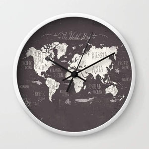 Vintage World Map Wall clock
