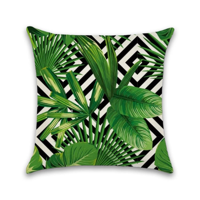 Tropical Green and Black Decorative Pillow Case