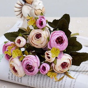 Violet and White Artificial Flowers Rose Bouquet - Hansel & Gretel Home Decor
