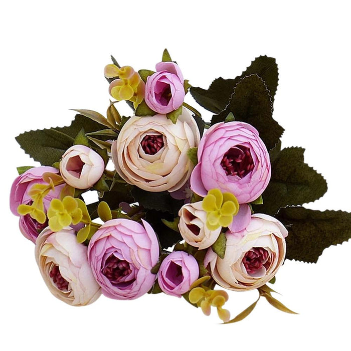 Violet and White Artificial Flowers Rose Bouquet
