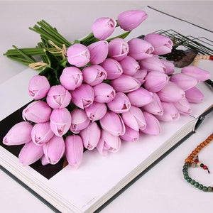 Violet Artificial Flowers Tulip Bouquet - Hansel & Gretel Home Decor