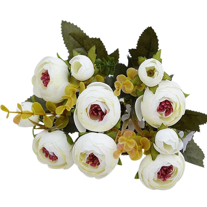 White Artificial Flower Silk Tea Roses